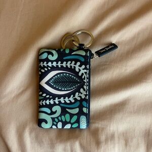 Vera Bradley Purple and Green Card Holder with Keyring